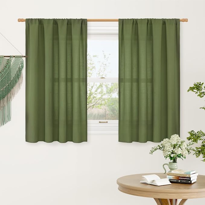 Semi Sheer Linen Curtains 45 Inch Length by LAMIT