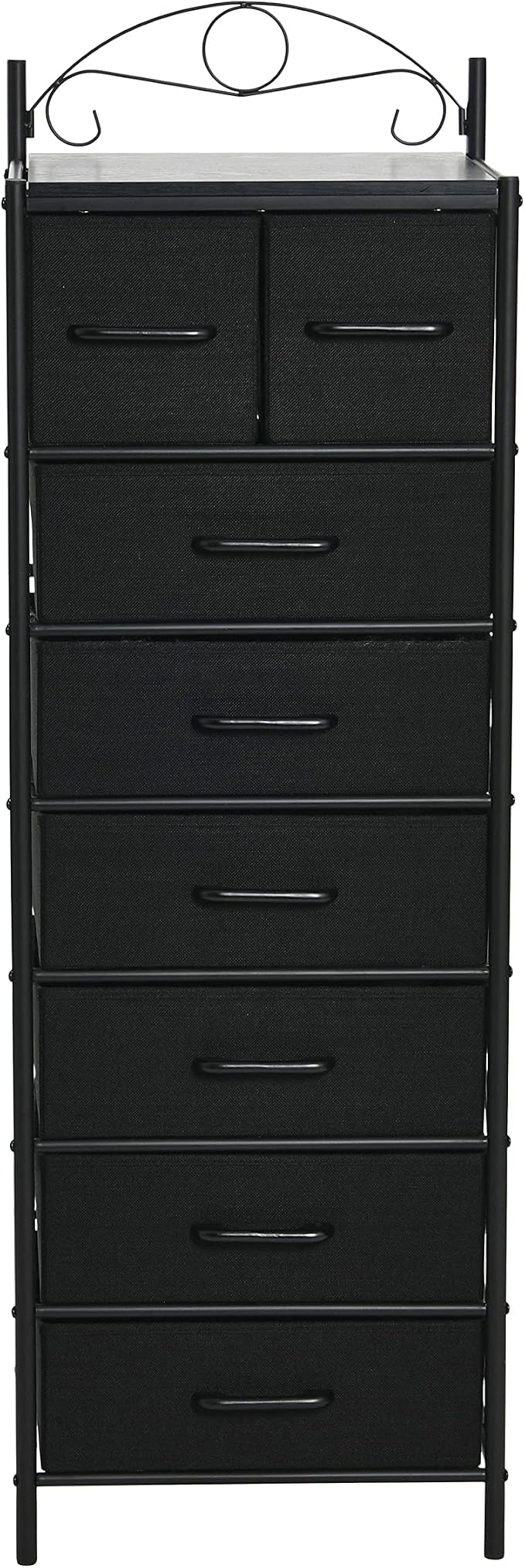 Household Essentials Black Oak & Iron Eight-Drawer Tower - Image 4