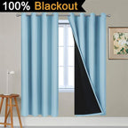 Yakamok Sky Blue 100% Blackout Curtains 72 Inches Long 52" Wide 2 Panel | - Image 2