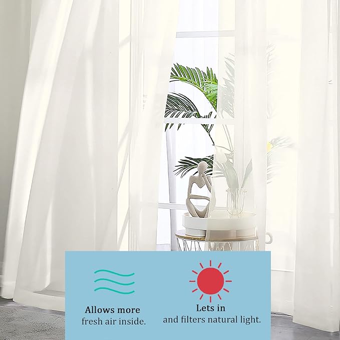 Extra Long Sheer Curtains 120 Inches Long, Sheer Curtain, Voile Rod Pocket - Image 3