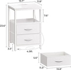 Huuger Nightstand with Charging Station, Side Table with 2 Fabric Drawers - Image 3