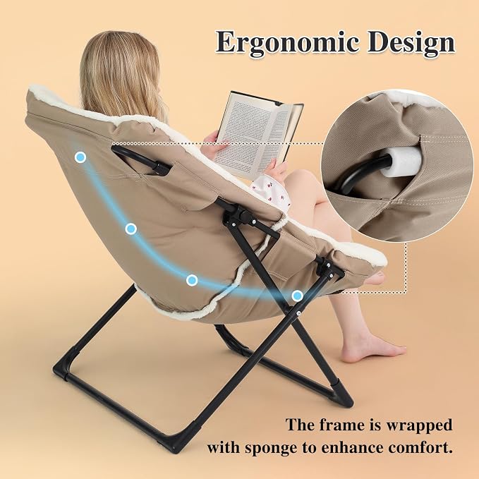 Comfy Saucer Chair for Adults, Soft Faux Fur Bedroom Chair, Accent Dorm Chairs - Image 6