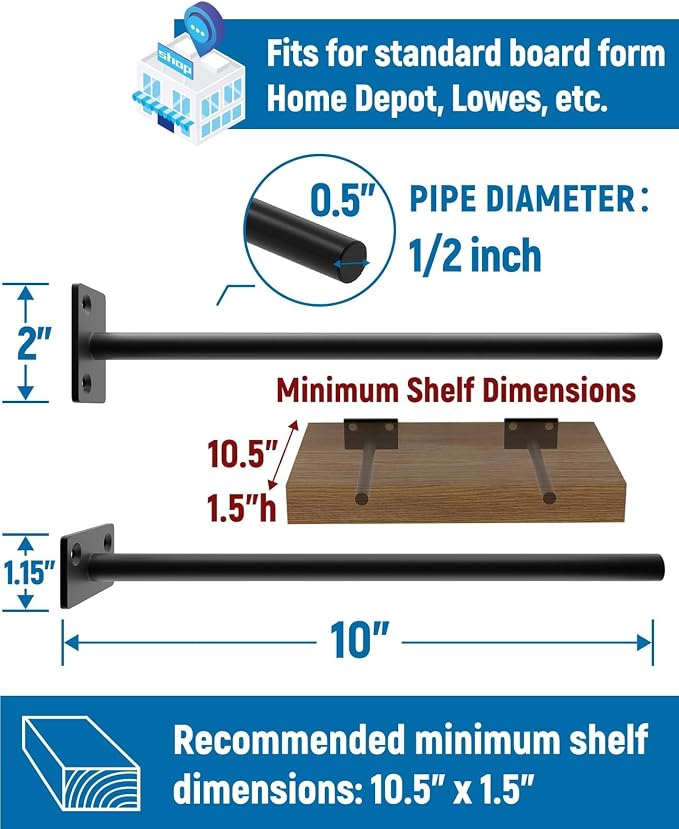 LEOPO 12-Pack 10 inch Floating Shelf Brackets, Hidden Shelf Bracket - Image 3