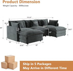 mikibama Modular Sectional Sofa, 111.5 Inch U Shaped Couch Set - Image 2
