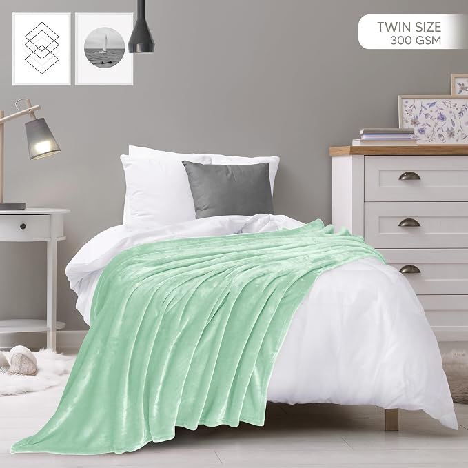 Utopia Bedding Soft Fleece Bed Blanket Twin Size Mint Green | Microfiber Plush - Image 2