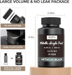 Nicpro Metallic Black Acrylic Paint, 8.45oz/250ml Large Pearlescent Acrylic - Image 4