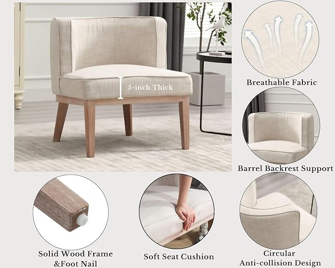 Beige Barrel Chairs Set of 2 - Image 5