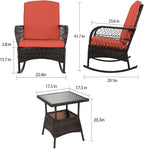 LEVELEVE 3 pcs Rocking Bistro Set Conversation Chairs PE Wicker Outdoor Rocking - Image 6