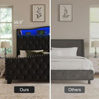 Belffin Queen Size Bed Frame and Headboard, 50.9" Velvet Upholstered Wingback - Image 8