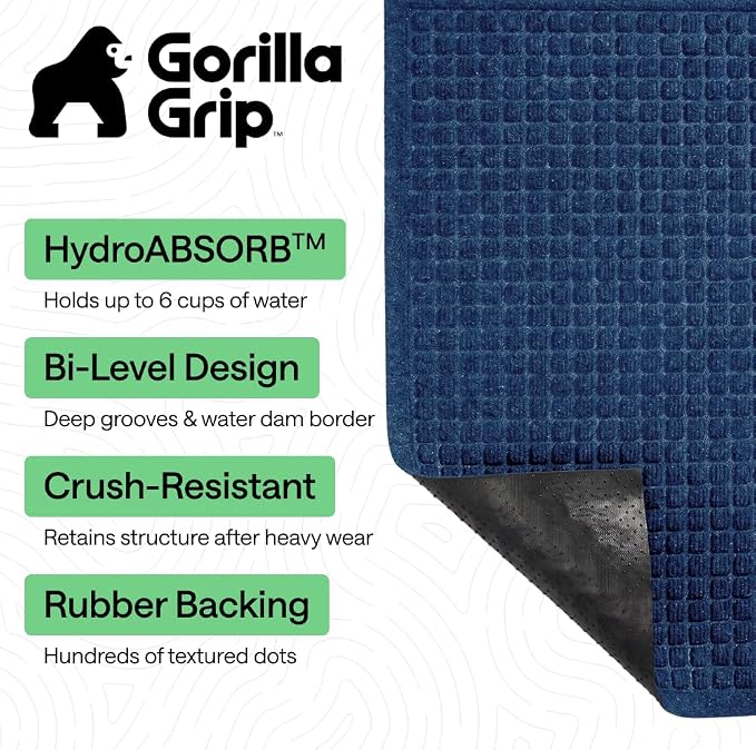 GORILLA GRIP® Ultra Absorbent Front Door Mat Outside Entrance, Traps Dirt and - Image 3