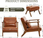 Accent Chair and Ottoman Set, Mid-Century Modern Faux Leather Armchair - Image 2