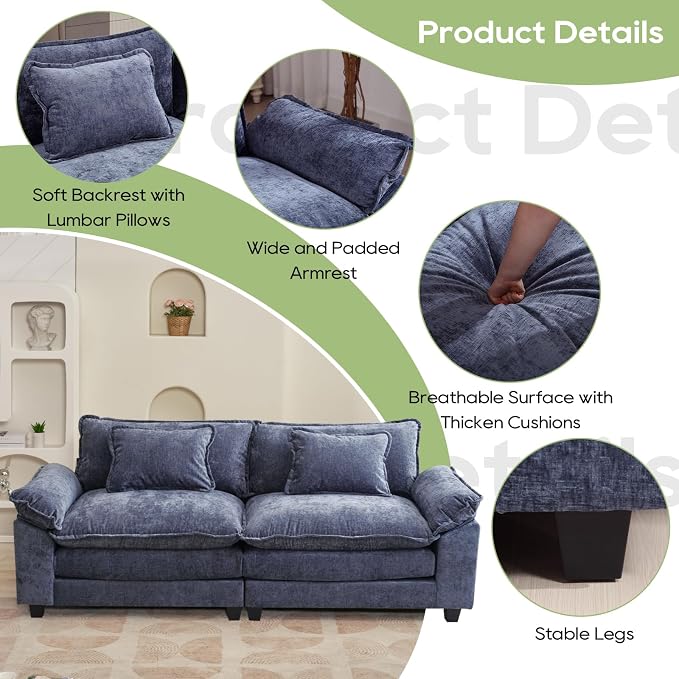 Oprisen 86" Modular Sectional Sofa, Comfy Cloud Couch Sectional Sofa, Chenille - Image 6