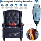 Wingback Recliner Chair with Massage and Heat, Tufted PU Leather Push Back - Image 3