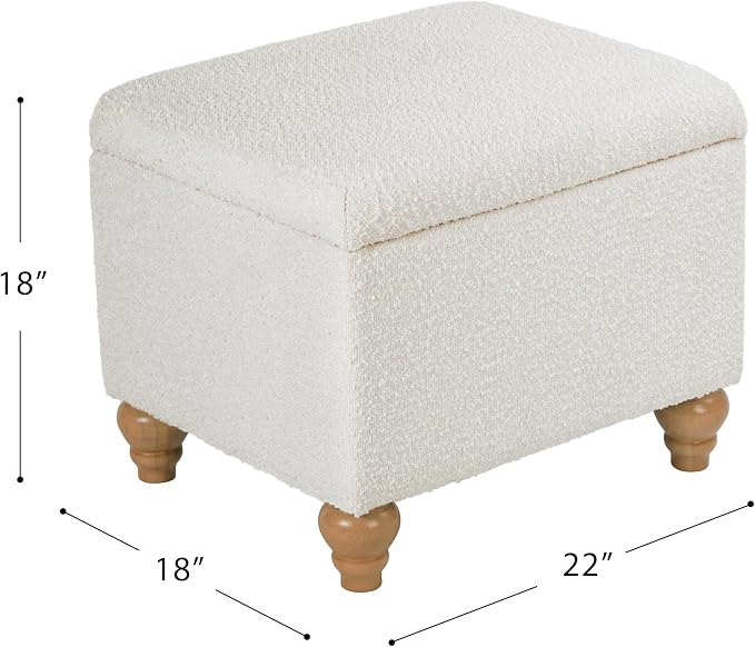 Homepop Home Decor | Upholstered MediumRectangular Storage Ottoman | Hinged Lid - Image 3