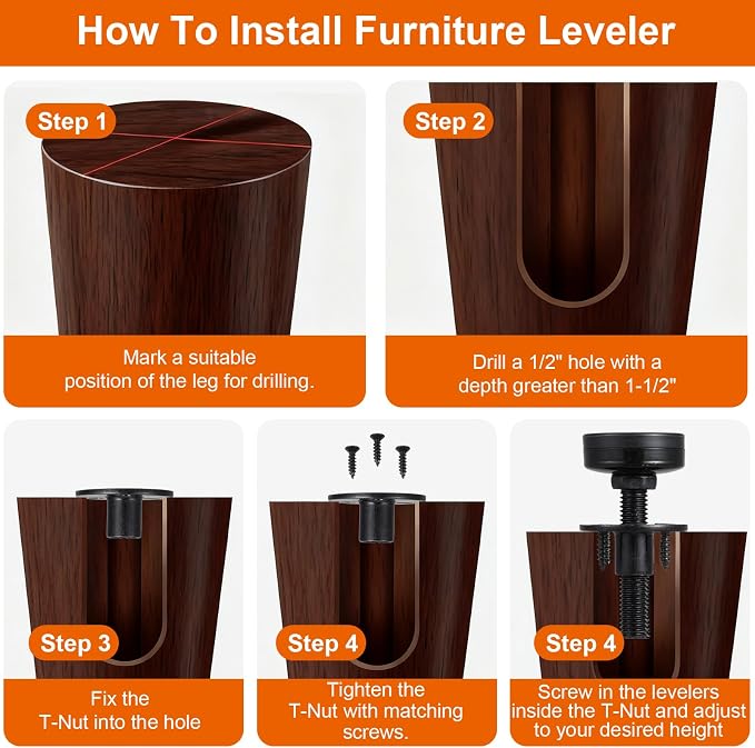 MAQUITA 12 Pack Furniture Leveling Feet Heavy Duty, Adjustable Furniture Feet - Image 7