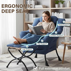 Welnow Lazy Chair with Ottoman, Modern Accent Chair with Armrests and a Side - Image 4