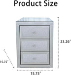3-Drawer Mirrored Nightstand Bedside Table, Modern Mirrored End Side Table - Image 2