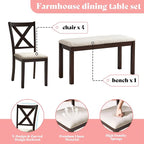 AMERLIFE 6-Piece Farmhouse Dining Table Set - Image 5