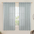 Greyish Blue Semi Sheer Linen Curtains 60 Inch, 2 Panels | Light Filtering by LAMIT