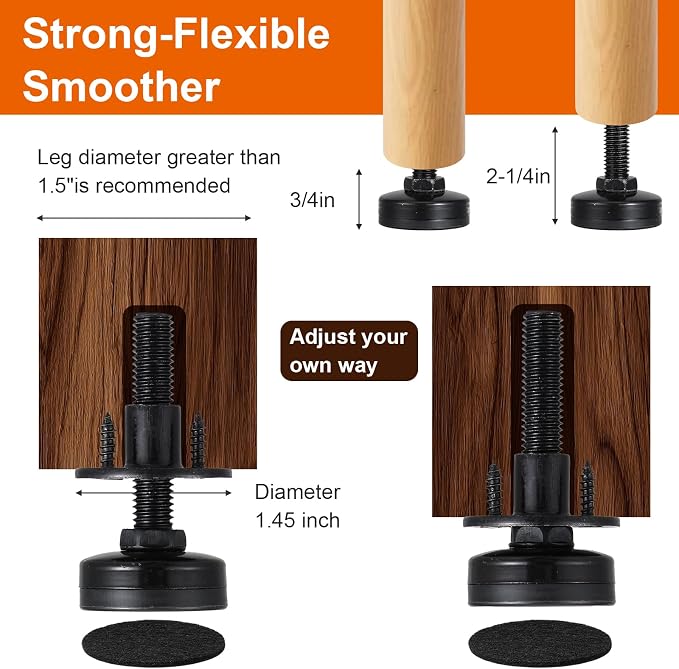 MAQUITA 12 Pack Furniture Leveling Feet Heavy Duty, Adjustable Furniture Feet - Image 3