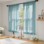 MIULEE Dusty Blue Sheer Curtains 63 Inches Long 4 Panels 42 x 63 Inches | Light - Image 2