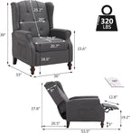 Wingback Recliner Chair with Massage and Heat, Tufted Fabric Push Back Recliner - Image 2