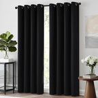Yakamok Room Darkening Curtains 52x63 inch Length Black-Living Room | 2 panels - Image 2