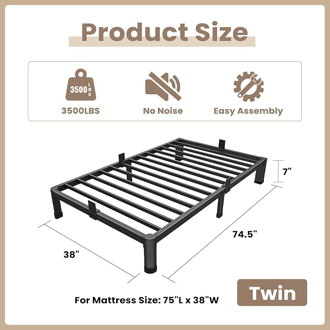 ROIL 7 inch Twin Bed Frames - Image 2