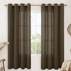 Dark Brown 72 inch Linen Curtains by LAMIT