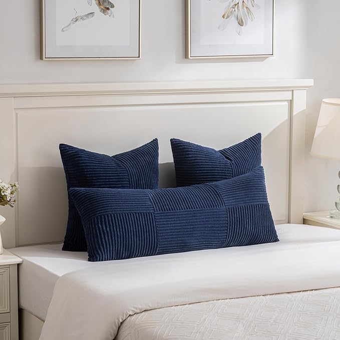 Fancy Homi 2 Packs Navy Blue Decorative Throw Pillow Covers 18x18 Inch - Image 5