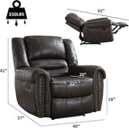 CANMOV Leather Recliner Chair, Classic and Traditional Manual Recliner Chair - Image 2