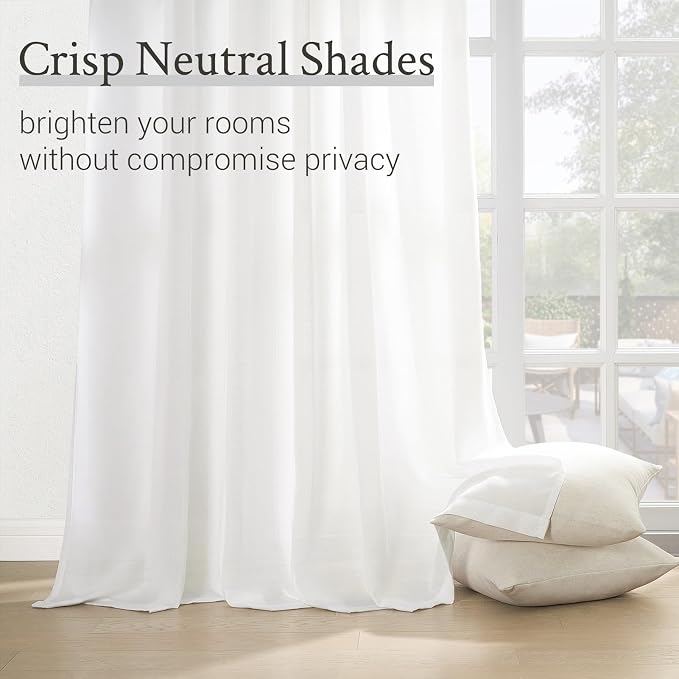 Pinch Pleated Sheer Curtains 84 Inches Long, Light Filtering Semi Sheer White - Image 3