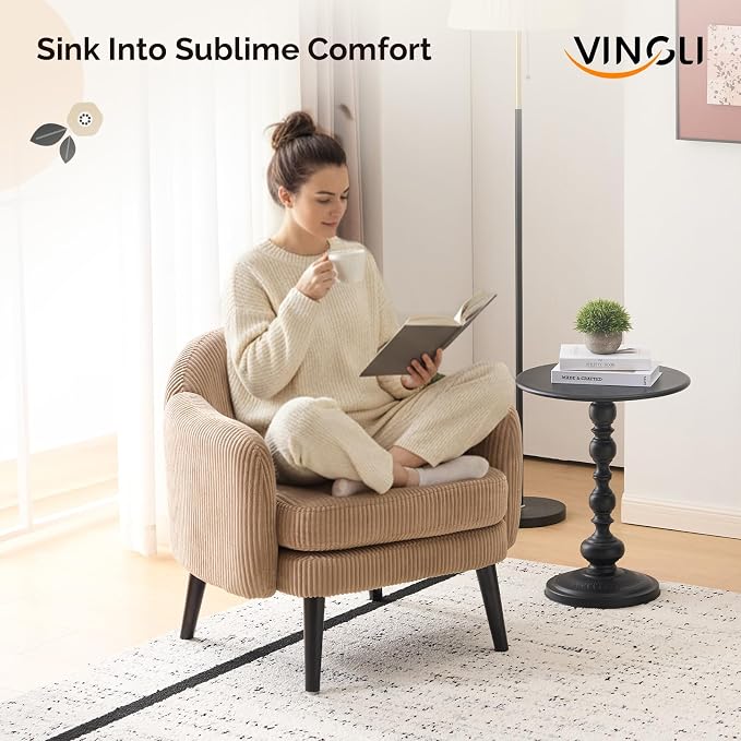 VINGLI 30.3" Wide Modern Barrel Accent Armchair - Image 8