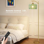 QIYIZM Glass Floor Lamp for Living Room, Mid Century Modern Brass Tall Lamp - Image 4