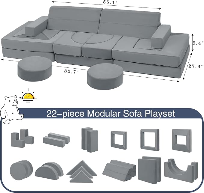 Edbuosy 22Pcs Modular Kids Play Couch - Image 2