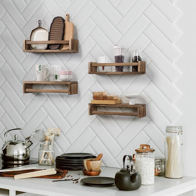 Nursery Room Shelves Set of 4, Wood Floating Book Shelves - Image 2