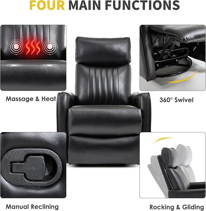Trustyue Swivel Rocker Recliner Chair, 360° Swivel Recliner - Image 3