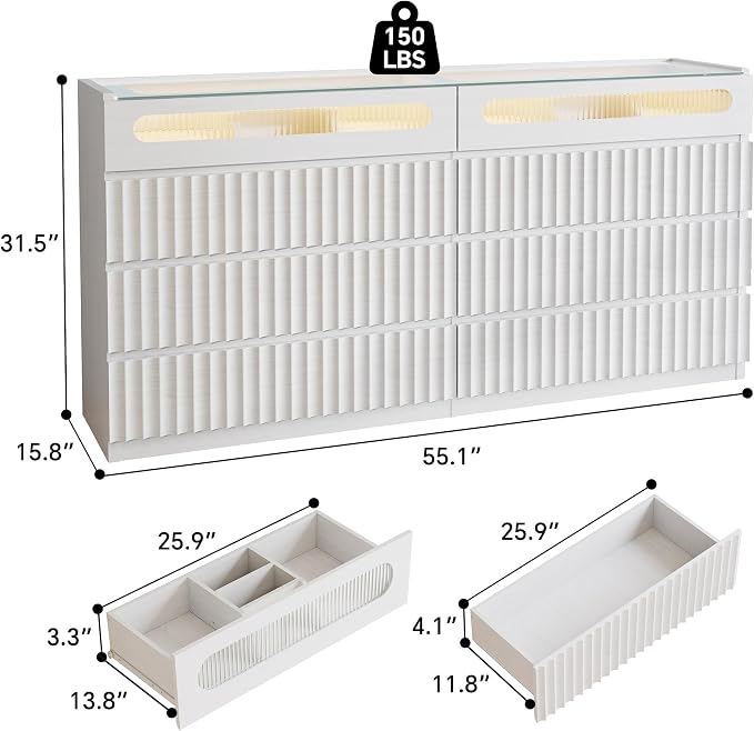senlin Fluted 8 Drawer Dresser, - Image 2