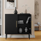 Storage Cabinet with Doors, Modern Black Accent Cabinet, Free Standing Cabinet - Image 5