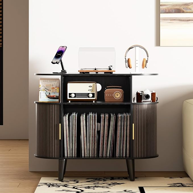 LUVIOHOME Large Round Record Player Stand by LUVIOHOME