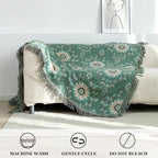 Boho Throw Blanket for Bed 100% Cotton Ultra Soft Rustic Quilt Summer Blanket - Image 4