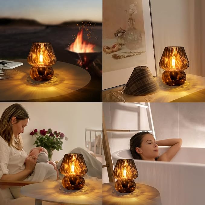 ONEWISH Mushroom Lamp Small Vintage Table Lamp - Image 6