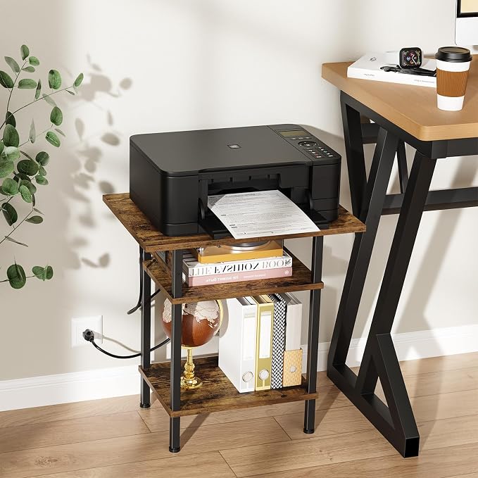 Asgolion Side Table with Charging Station, Skinny Nightstand with USB Ports and - Image 7