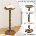 2 Pack Solid Wood Drink Table, Rubber Wood‌ Small Round Side Table - Image 5