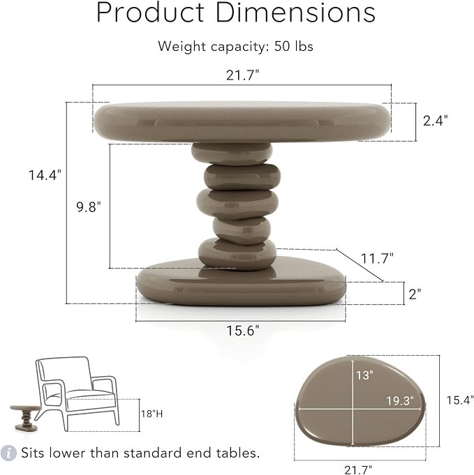 24/7 Shop at Home Kavren Modern 22-inch Oval Glossy Pedestal End Table - Image 2