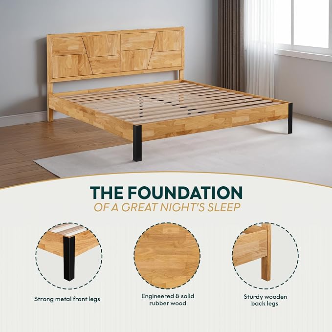 Bme Trapeze King Bed Frame – Modern Solid Wood Bed - Image 3