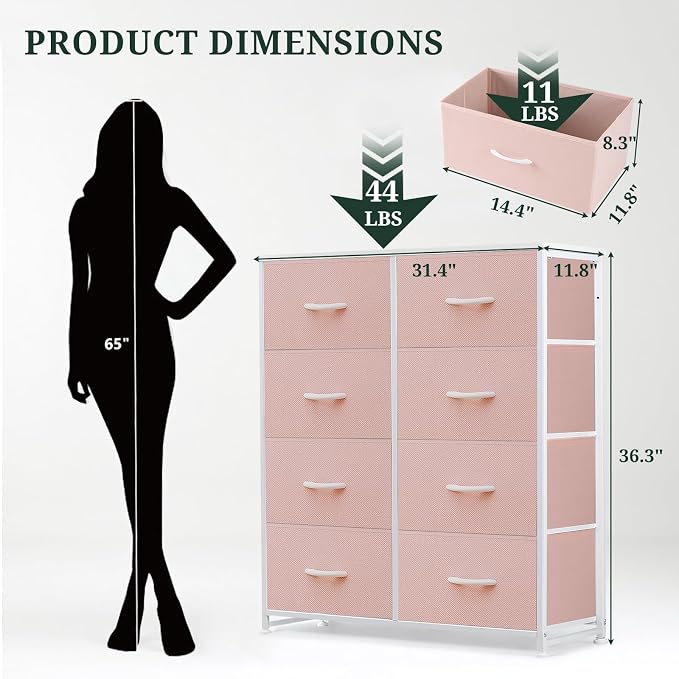 8-Drawer Dresser for Bedroom, Anti-Tip Tall Storage Organizer Chest of Drawers - Image 3