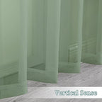 Chyhomenyc Sheer Curtains 63 Inch Length 2 Panels, Sage Green | Light Filtering - Image 8