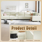 KEIKI 133" L-Shaped Oversized Corduroy Modular Sectional Sofa - Image 4