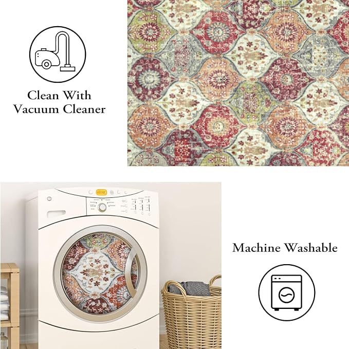 Lahome Moroccan Washable Round Area Rug, Soft Round Rugs 6ft Ultra-Thin | - Image 6